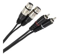 Plugger, double câble instrument équipé de 2x XLR femelle 3 broches vers 2x Cinch (RCA). Signal asymétrique. Prise audio stéréo. Longueur du câble audio 60cm Noir