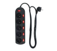 Plugger MPE-5MS - 5 prises - Multiprise électrique 5 sorties avec interrupteurs individuels et général - IP20 - câble 1,4 m - 16 A - 230 V - corps PVC robuste - compatible équipements informatiques et