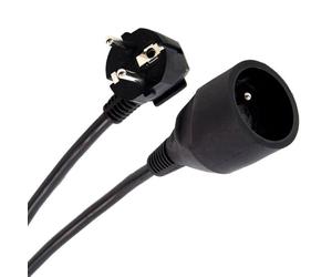Plugger Rallonge Prolongateur électrique 5m Coloris Noir. Certification européenne NF 16A. Section 3G1.5mm². Prise UE CEE 7/7 à Prises mâle et Femelle. Jusqu'à 250V. Schuko coudé à 90°. Qualité Pro.