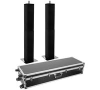 Plugger TOT 200-R BK Set - Lot de 2 totems extensibles avec lycras noirs, réglables de 106 à 195 cm - Charge 30 kg, passage de câbles, housses et flight case inclus - Éclairage DJ et scène
