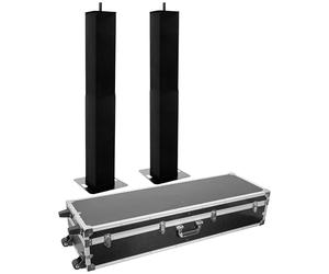 Plugger TOT 200-R BK Set - Lot de 2 totems extensibles avec lycras noirs, réglables de 106 à 195 cm - Charge 30 kg, passage de câbles, housses et flight case inclus - Éclairage DJ et scène
