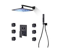 Pluie LED Orb Rain Mélangeur Sigle Mural Robinet Salle Bain avec Pomme Douche à Main, Jets de carrosserie, 10 Pouces