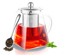 PluieSoleil Théière en verre borosilicate résistant à la chaleur avec infuseur, 550 ml de forme carrée avec infuseur, théière en verre borosilicate résistant à la chaleur avec passoire, dessous de
