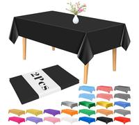 PLULON 2 Pcs Nappe Noire Couverture de Table en Plastique 137 x 274 cm Couverture de Table Rectangle pour Fête d'anniversaire Décorations de Table à la Maison