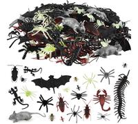 PLULON Lot de 150 Insectes réalistes, araignées, cafards, Mille-Pattes, Scorpions, Mouches, Insectes, boîte à farces pour Halloween, Jouets en Plastique, farces pour Le 1er Avril, décorations de fête
