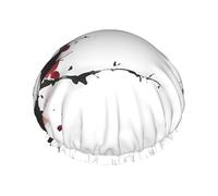 Plum Blossom Bonnet de douche double couche imperméable pour homme et femme - Protection des cheveux pour le bain, masques faciaux, spa
