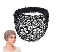 Plum Blossom Hollow Beaded Wide Headband, Elegant Floral Hairband for Women - Non-Slip Thick Headband for Party, Vacation & Daily Wear, Stylish Hair Accessory Gift (Black)