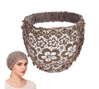 Plum Blossom Hollow Beaded Wide Headband, Elegant Floral Hairband for Women - Non-Slip Thick Headband for Party, Vacation & Daily Wear, Stylish Hair Accessory Gift (Brown)
