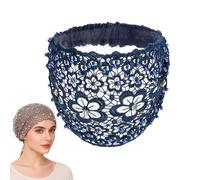 Plum Blossom Hollow Beaded Wide Headband, Elegant Floral Hairband for Women - Non-Slip Thick Headband for Party, Vacation & Daily Wear, Stylish Hair Accessory Gift (Blue)