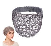 Plum Blossom Hollow Beaded Wide Headband, Elegant Floral Hairband for Women - Non-Slip Thick Headband for Party, Vacation & Daily Wear, Stylish Hair Accessory Gift (Grey)