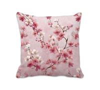 Plum Bossom Taie Oreiller 55x55 cm Housse Coussin Rose Double Face Imprimé, Lin Carré Protege Oreiller de Canap pour Salon Chambre Lit Jardin Terrasse Decor Cadeaux, Quatre Saisons, Lot de 1 2B-548