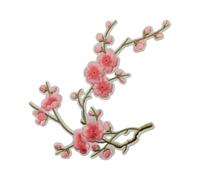 Plum Flower Patches - Embroidered Iron On Repair Patch for Clothing