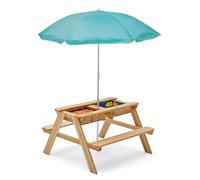 Plum Play Surfside Junior Table de pique-nique 3 en 1 avec parasol et plateau amovible Bleu sarcelle