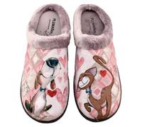 PLUMAFLEX - Chaussons de maison très confortables et amusants avec semelle intérieure respirante qui s'adapte à l'anatomie du pied 729649 Synthétique Femme Couleur : Chien Chat Taille : 38,