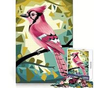 Plumage d'oiseau Rose dans Une forêt géométrique Puzzle de 1000 pièces pour Adolescents Wise Think Toy Gentle Leisure Tight Cut Liste de souhaits du Père Noël (38x26cm)