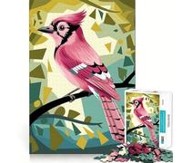 Plumage d'oiseau Rose dans Une forêt géométrique Puzzle de 1000 pièces pour Adultes et Adolescents Se remémorer, stimuler, apaiser, s'évader Découpe Lisse (50x75cm)