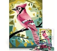 Plumage d'oiseau Rose dans Une forêt géométrique Puzzle de 1000 pièces pour Adultes et Adolescents Se remémorer, stimuler, apaiser, s'évader Découpe Lisse (50x75cm)