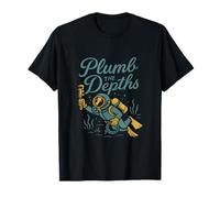 Plumb the Depths Plombier Scuba Diver Oceanic Script T-Shirt