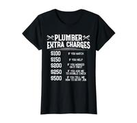 Plumber Extra Charges Pipefitter Drain Surgeon Cadeau T-Shirt Graphique avec Valeur, Femme, Noir, S