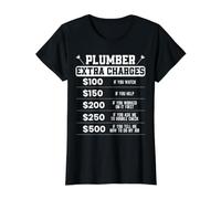 Plumber Extra Charges Pipefitter Drain Surgeon Cadeau T-Shirt Graphique avec Valeur, Femme, Noir, S