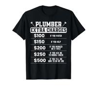 Plumber Extra Charges Pipefitter Drain Surgeon Cadeau T-Shirt Graphique avec Valeur, Homme, Noir, S