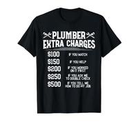 Plumber Extra Charges Pipefitter Drain Surgeon Cadeau T-Shirt Graphique avec Valeur, Homme, Noir, S