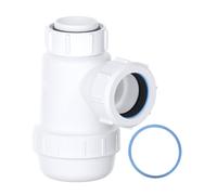 PlumbEZ Siphon à bouteille peu profond de 32 mm avec anneau antidérapant, joint pour économiser de l'espace de 38 mm, kit d'évacuation d'évier de cuisine, conforme à la norme BS EN274-1.