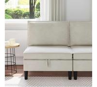 Plumbpyr Canapé central avec espace de rangement en velours crème, canapé rembourré avec rembourrage en mousse, 70 x 70 x 82 cm, canapé d'assise pour salon et bureau, siège avec espace de rangement