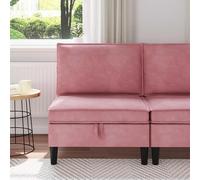 Plumbpyr Canapé central avec espace de rangement, en velours rose, 70 x 70 x 82 cm, canapé rembourré avec coussin en mousse, cadre en contreplaqué durable, canapé pour salon, chambre d'amis, bureau
