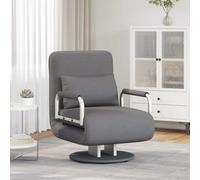 Plumbpyr Fauteuil pivotant avec fonction sommeil, tissu gris foncé, dossier réglable, 60 x 75 x 80 cm, coussin inclus, charge jusqu'à 110 kg, idéal comme chaise de relaxation pour salon, bureau