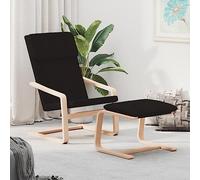 Plumbpyr Fauteuil relax avec tabouret, noir, housse en tissu polyester, cadre en bois de bouleau, 59 x 82 x 98 cm, confort d'assise avec dossier et accoudoir, idéal pour salon, chambre à coucher