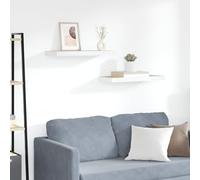 Plumbpyr Lot de 2 étagères flottantes aspect chêne et blanc 60 x 23,5 x 3,8 cm Étagère murale en MDF avec montage invisible et cadre en métal pour décoration de livres