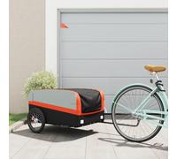 Plumbpyr Remorque de vélo noire et grise en fer avec charge de charge, robuste et pliable pour bagages, charge, enfant et chien, drapeau de sécurité inclus, idéale pour le camping, les loisirs et la