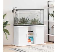 Plumbpyr Support d'aquarium blanc en bois 101 x 41 x 58 cm avec espace de rangement et cadre de support stable pour bassin à poissons, armoire inférieure avec étagère et passage de câble pour salon