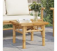 Plumbpyr Table basse en bambou 45 x 45 x 35 cm naturel avec plateau de table stable, étagère et espace de rangement, table de canapé polyvalente pour salon, balcon, terrasse et salon