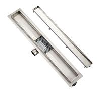 Plumbsys Caniveau de Douche Acier Inox,40cm，Réglable le 2en1 Carreler Caniveau，Caniveau de Douche avec siphon à bloqueur d'odeurs et filtre à cheveux，Caniveau Extra Plat，Drainage rapide