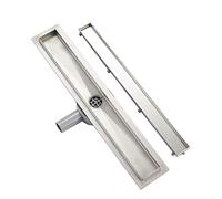 Plumbsys Caniveau de Douche Acier Inox,50cm，Réglable le 2en1 Carreler Caniveau，Caniveau de Douche avec siphon pivotant à 360 ° bloqueur d'odeurs et filtre à cheveux，Drainage rapide