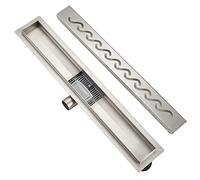 Plumbsys Caniveau de Douche Acier Inox,50cm，S type Caniveau，Caniveau de Douche avec siphon à bloqueur d'odeurs et filtre à cheveux，Caniveau Extra Plat，Drainage rapide