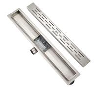 Plumbsys Caniveau de Douche Acier INOX,70cm，H Type Caniveau，Caniveau de Douche avec Siphon à bloqueur d'odeurs et Filtre à Cheveux，Caniveau Extra Plat，Drainage Rapide