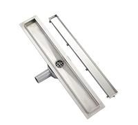 Plumbsys Caniveau de Douche Acier Inox,70cm，Réglable le 2en1 Carreler Caniveau，Caniveau de Douche avec siphon pivotant à 360 ° bloqueur d'odeurs et filtre à cheveux，Drainage rapide