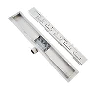 Plumbsys Caniveau de douche en acier inoxydable Longueur 60 cm, Caniveau de vidange pour salle de bain, Siphon de douche avec arrêt d'odeur et filtre à cheveux, extra plat, drainage rapide, argent