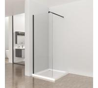 Plumbsys Paroi de douche à l'italienne 70x190cm, barre de stabilisation réglable, verre trempé 8mm facile à nettoyer, profilé noir mat