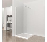 Plumbsys Paroi de douche à l'italienne 80x190cm, barre de stabilité réglable, verre trempé 8mm facile à nettoyer, profilé chromé