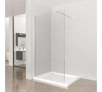 Plumbsys Paroi de douche à l'italienne 90x190cm, barre de stabilité réglable, verre trempé 8mm facile à nettoyer, profilé chromé