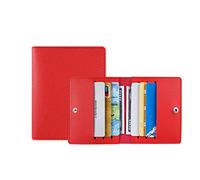 Plumdrop Porte-cartes de crédit bancaire en polyuréthane ultra-fin multi-fentes tendance pour homme et femme avec boucle, Rouge