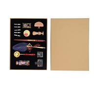 Plume à Calligraphie Vintage avec Encre Noire & Cire à Cacheter Rouge Vin (28,8×20,8×3,9 cm) - Écriture Ultra Fluide, Kit Sceau Complet pour Lettres Élégantes et Cadeau Idé (Bleu foncé)