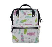Plume Colorée Sac à Langer Sac à Dos Grande Capacité Multifonction Sac à Couches pour Voyage Maman Femme Papa