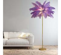 Plume D’Autruche Naturelle Lampe De Sol,63" Lampes De Plume Lampe sur Pied De Chambre Moderne,lampadaires De Plume éclairage De Salon pour Fille Chambre Decor, Purple