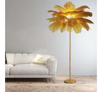 Plume D’Autruche Naturelle Lampe De Sol,63" Lampes De Plume Lampe sur Pied De Chambre Moderne,lampadaires De Plume éclairage De Salon pour Fille Chambre Decor, Yellow