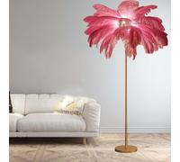 Plume D’Autruche Naturelle Lampe De Sol,63" Lampes De Plume Lampe sur Pied De Chambre Moderne,lampadaires De Plume éclairage De Salon pour Fille Chambre Decor, Pink